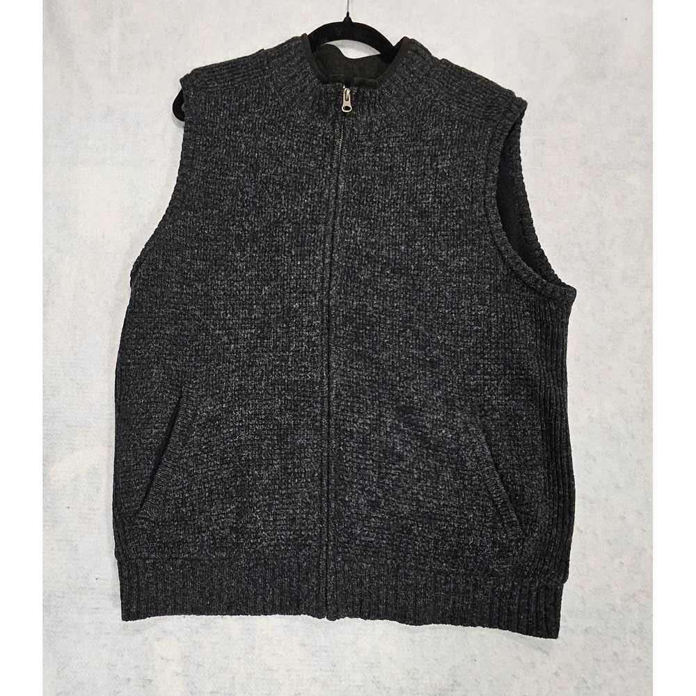 Pendleton Wool Sweater Vest Men M Grandpacore Washablel Knit Full Zip Gray Black
